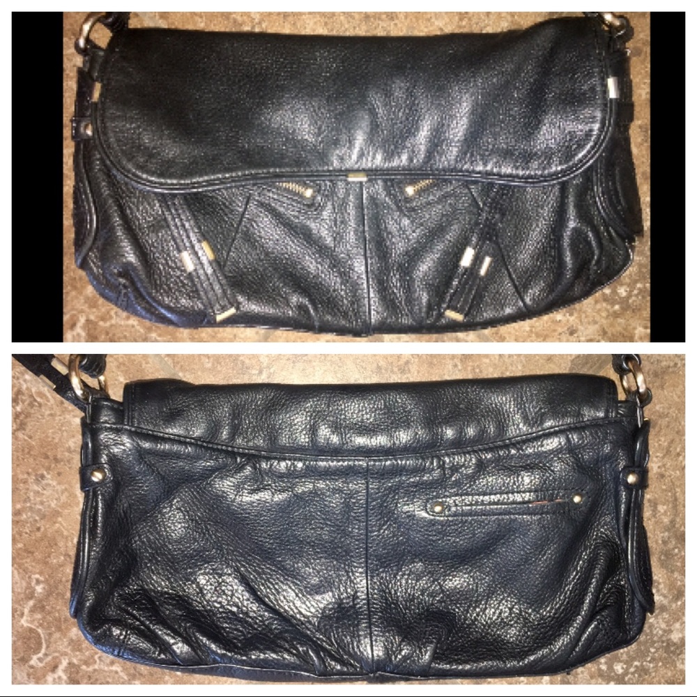 B. Makowsky Black Pebbled Leather Hobo Satchel - Picture 8 of 8